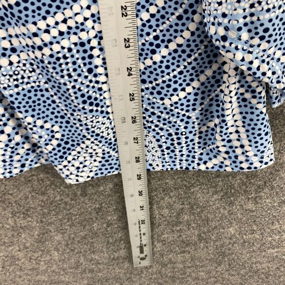 Studio 1940 Blouse Women 30/32W Plus Blue Geometric V-Neck Long Sleeve Button - Picture 7 of 8